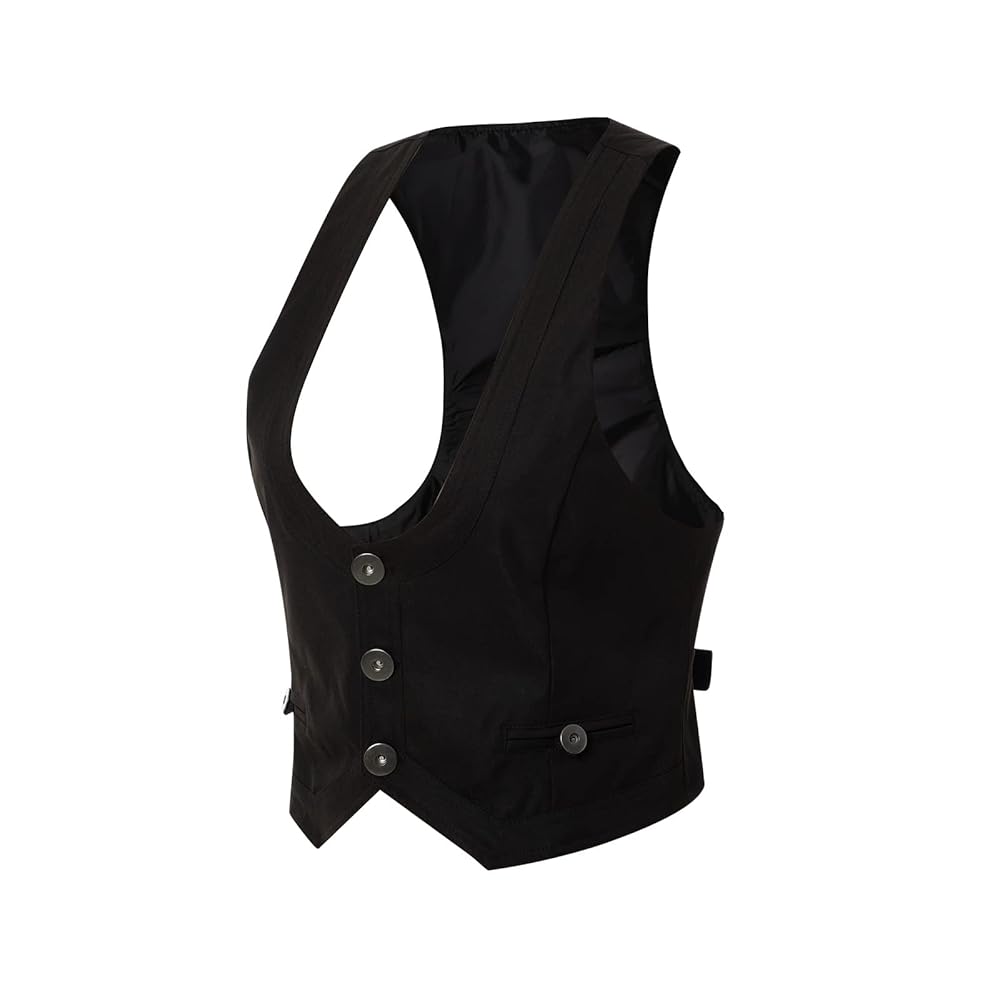 DexQur Women's Y2K Waistcoat Vintage Style Button Down Vest